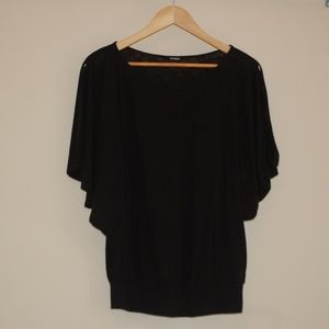 Black cold-shoulder boat-neck top